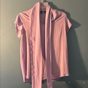 Lavender Short Sleeve Blouse with Scarf